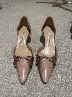 Manolo Blahnik Snakeskin D’Orsay Heel
